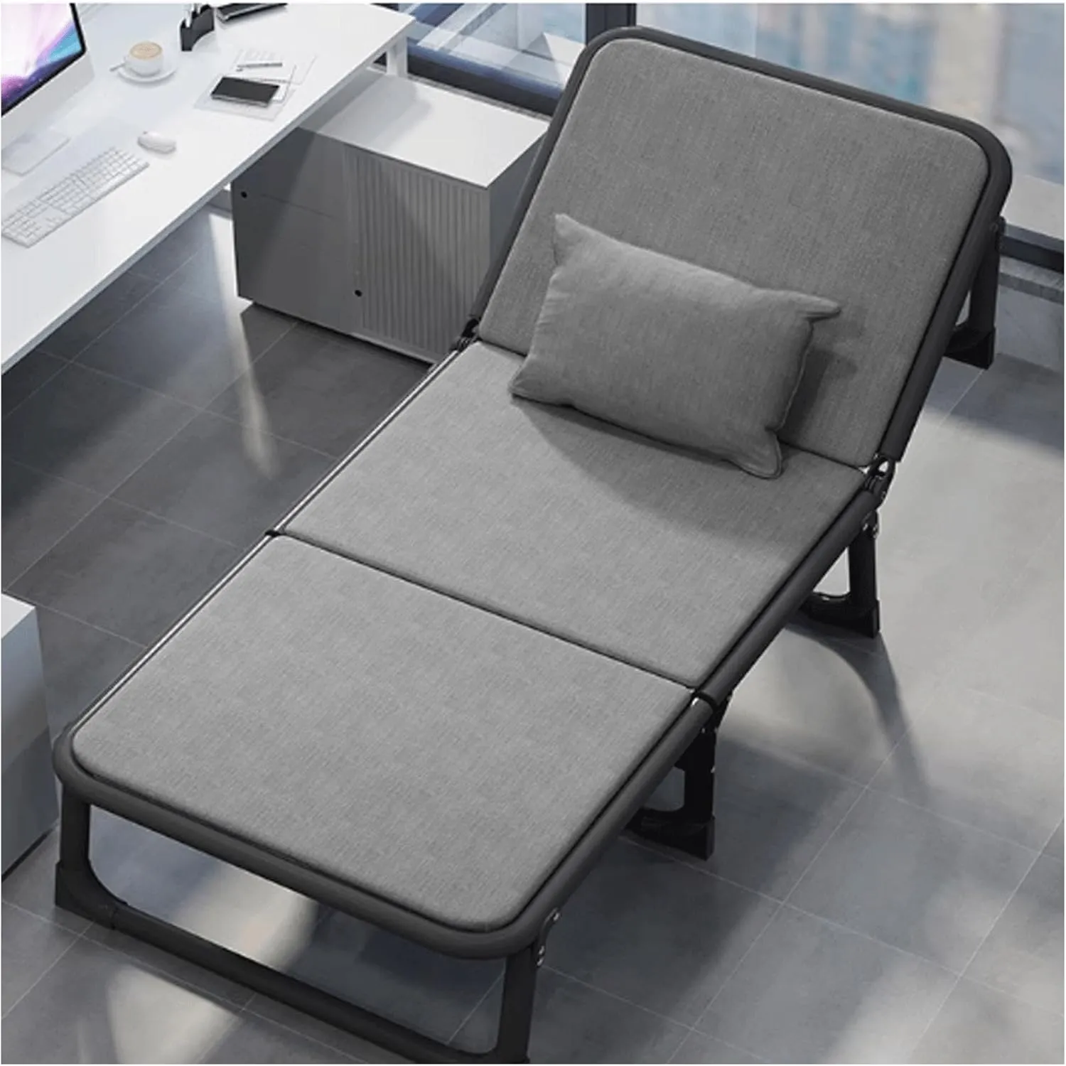 Camping cot Camping Cot Adjustable 6-Position Folded Bed Portable Rollaway Bed with a Pillow   dust Cover for Guest Room, Small Apartment Folding cot