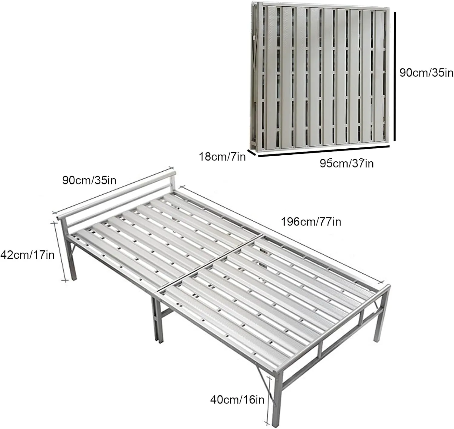 Camping Cot, Cots for Camping with Cushion, Camping Cots Thickened Double Middle Leg Bed Frame, Folding Bed Small Household(196x90x42cm/77x35x17in)