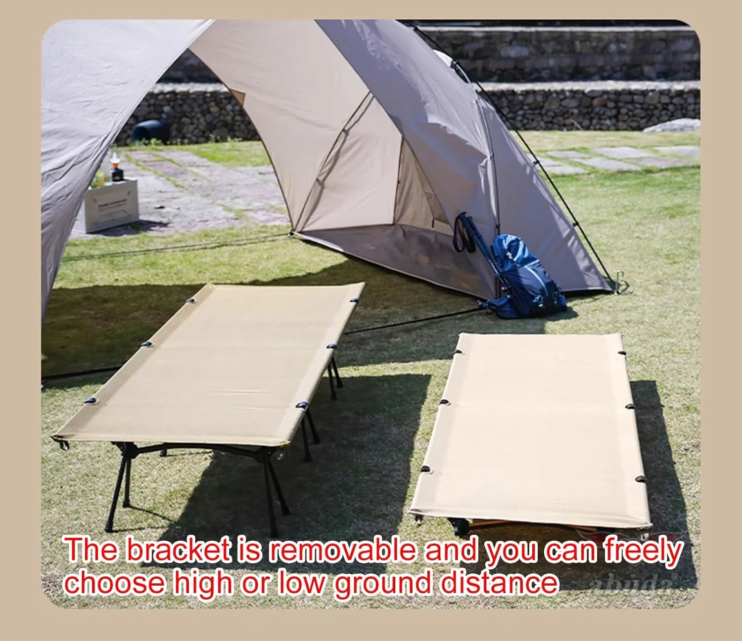 Camping Cot, Easy-to-Assemble Folding Cot Supports Campers up to 6ft 2in or 300lbs, Great for Camping, Lounging, & Elevated Sleeping,A