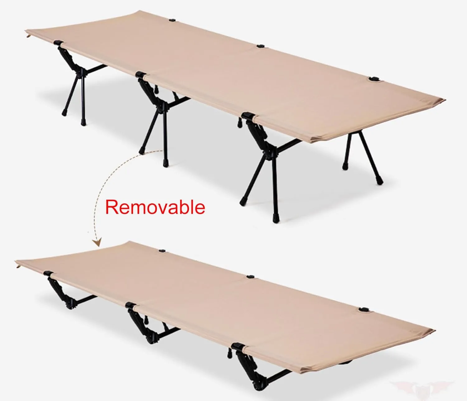 Camping Cot, Easy-to-Assemble Folding Cot Supports Campers up to 6ft 2in or 300lbs, Great for Camping, Lounging, & Elevated Sleeping,A