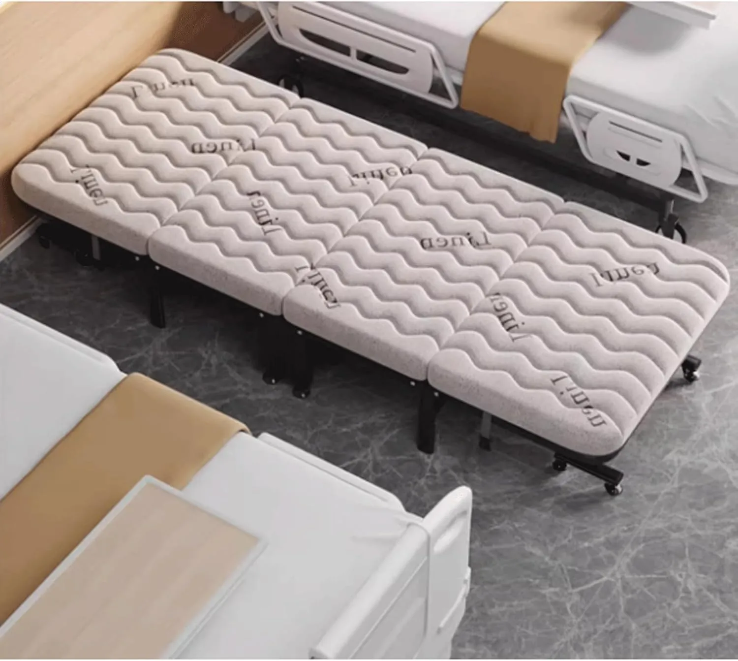 Camping cot Folding Bed with Mattress Twin Folded Bed Portable Rollaway Bed Space-Saving for Easy Storage for Guest Room, Small Apartment Folding cot