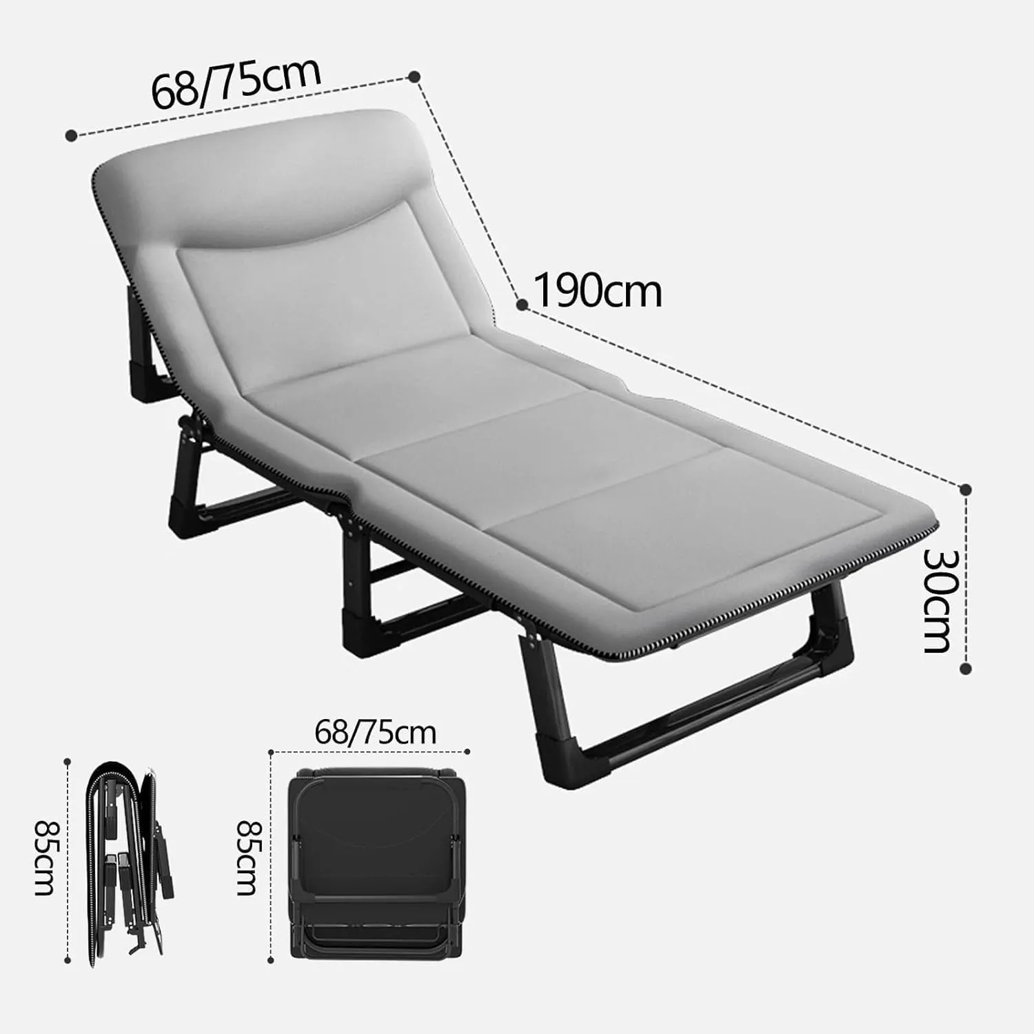 Camping Cot for Adults 4 Position Adjustable Folding Bed Portable Folding Camping Cot with Mattress and Pillow Sleeping Cots