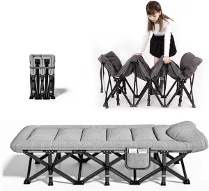 Camping Cot for Adults, Comfortable Heavy Duty Guest Bed with Pad and Pillow, Camping Bed Folding Cot with Carry Bag, Sleeping Cots for Home, Office,Outdoor