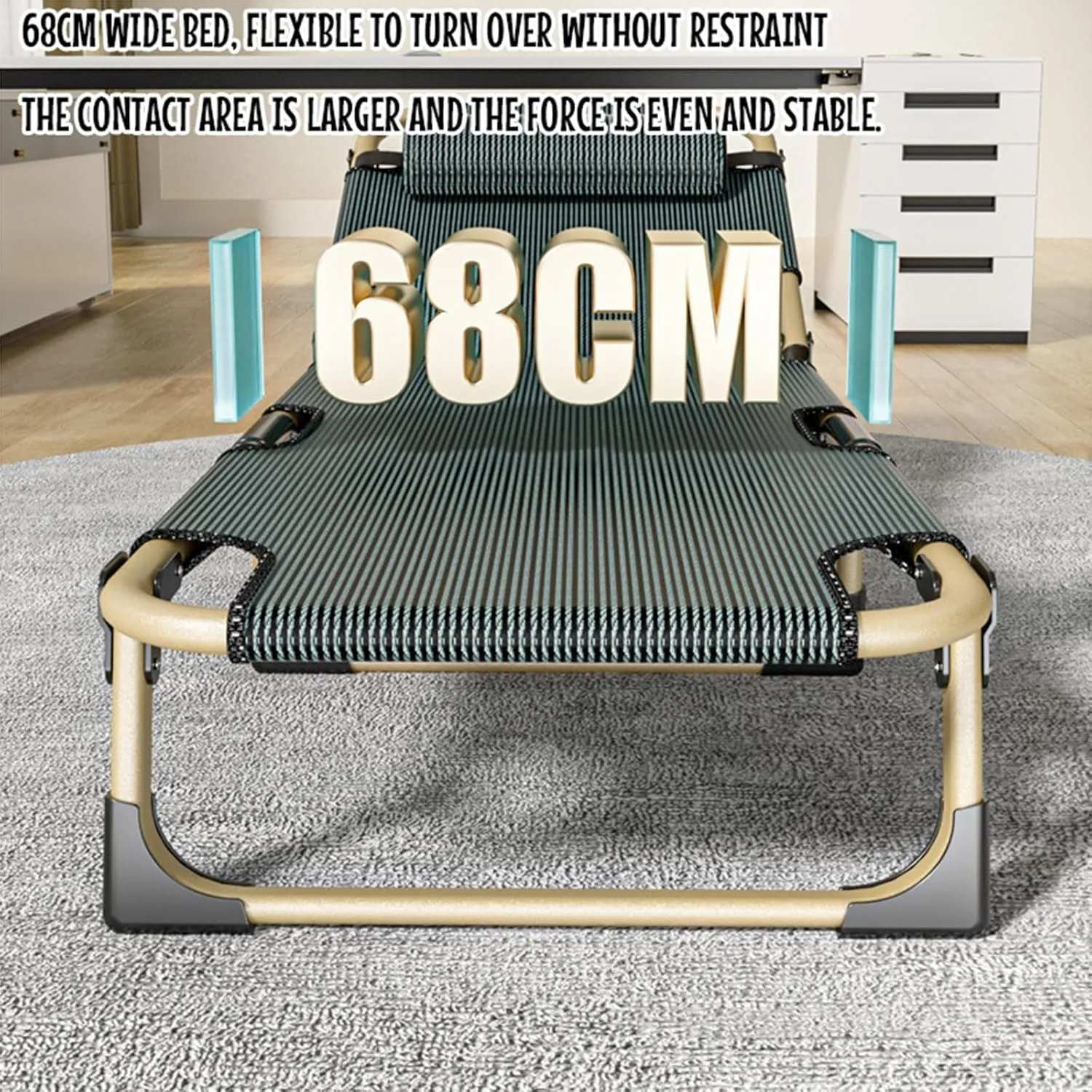 Camping Cot for Adults, Folding Bed with Comfortable Cushion, Camping Cot, for Office/Home Nap, Outdoor, Camping, Travel, Max Load 330Lbs