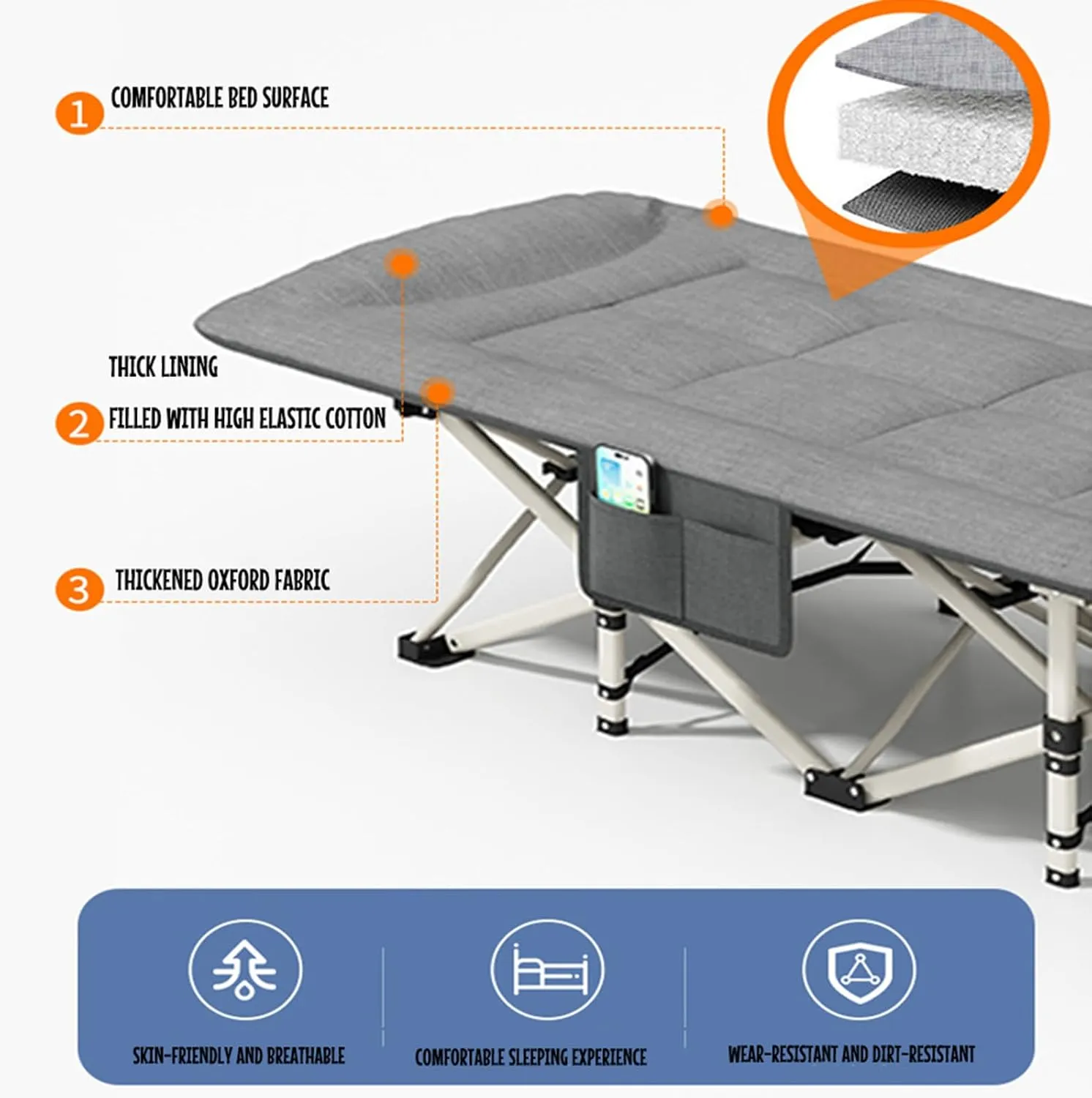 Camping Cot for Adults, Portable Camp Cot Bed Sleeping Cots, Camping Cot, Sleeping Cot for Adult, Supports 330 Lbs, for Outdoor Camping/Office