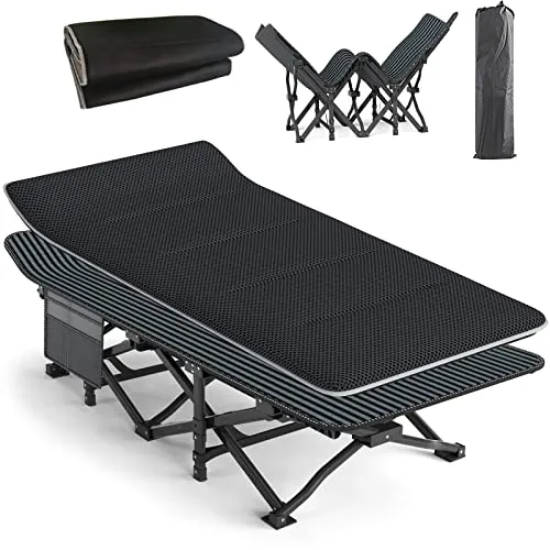 Camping Cot for Adults w/ Cushion Comfortable,Tent Folding Cot for Sleeping