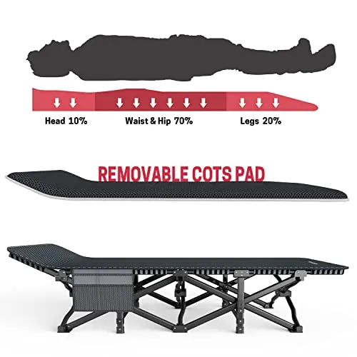 Camping Cot for Adults w/ Cushion Comfortable,Tent Folding Cot for Sleeping