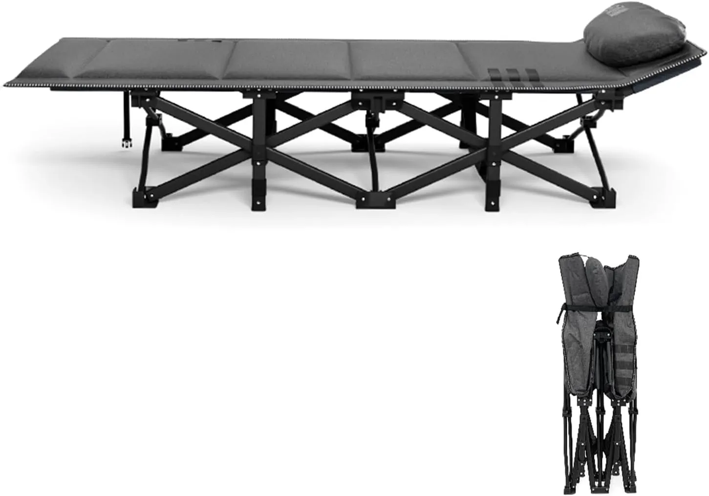 Camping Cot for Adults with Pillow, Supports 190kg/418lbs, Portable Folding Bed for Sleeping, Lightweight Camping Cots for Outdoor Travel Camp Beach Vacation(190*71*36cm/74.8*28*14.2in)