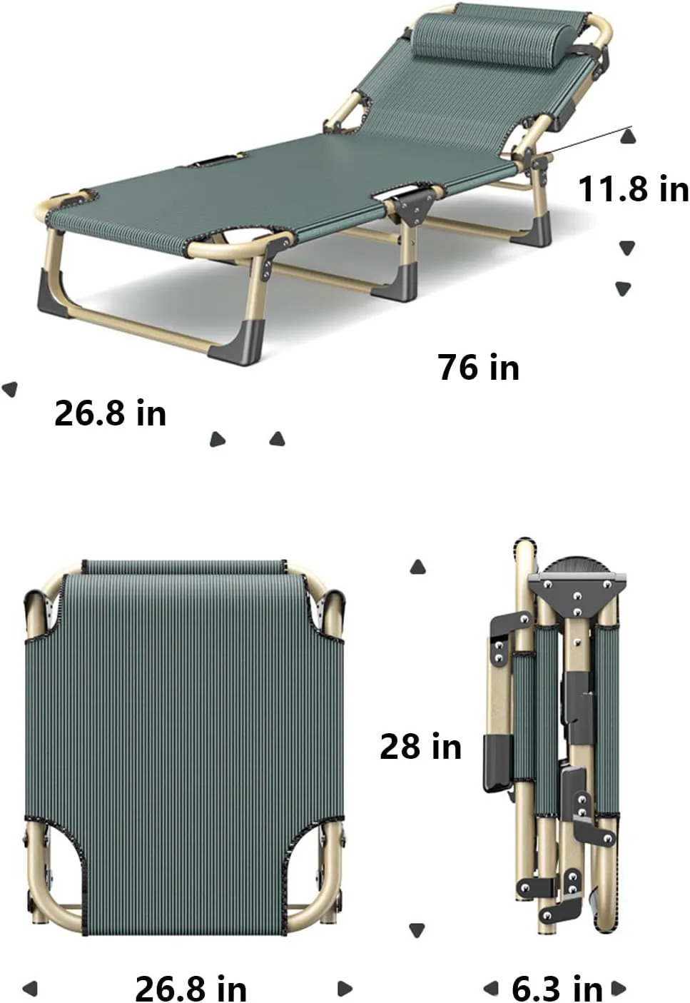 Camping Cot Portable Bed for Adults Reclining Bed Pearl Cotton Multi-Level Adjustment No Installation Foldable Suitable for Office Living Room Hospital C