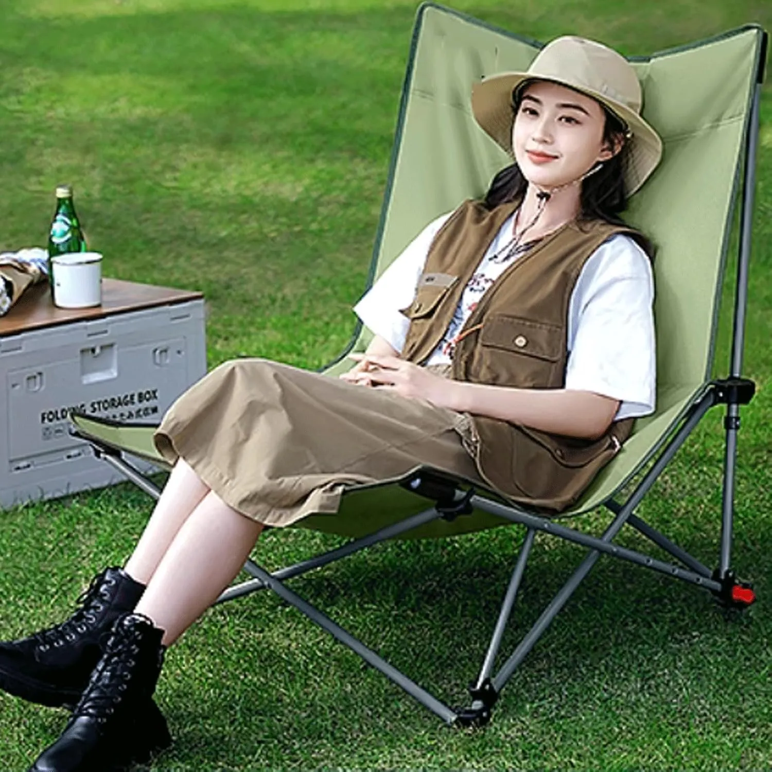 Camping cot Portable Camping Cot Outdoor Recliner Folding Cot for Office Nap and Home Lounging Camping Spare Bed, Patio Rollaway Guest Bed Folding cot