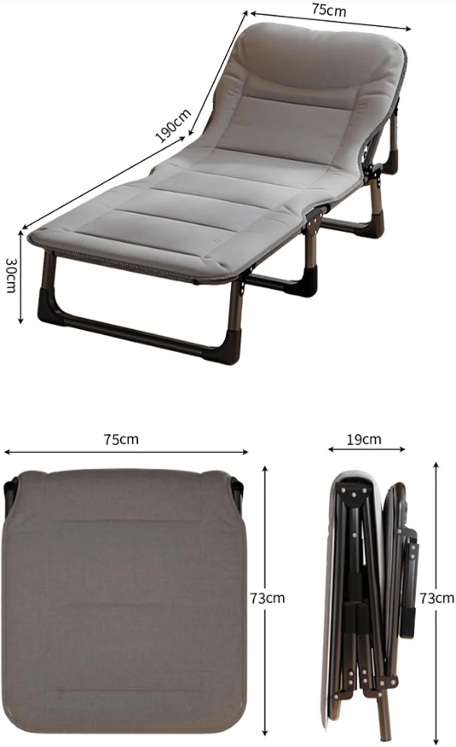 Camping cot Portable Camping Cot Space-Saving Folding Cot for Office Nap Beach Vocation and Home Lounging Integrated Mattress with Headrest Folding cot
