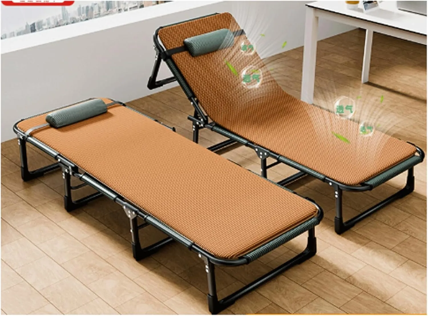 Camping cot Portable Camping Cot Space-Saving Folding Cot for Office Nap Beach Vocation and Home Lounging with Cooling Mat and Headrest Folding cot