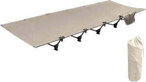 Camping Cot, Portable Folding Bed for Adults Kids with Carry Bag, 5 Stabilizers, Heavy Duty Cot for Outdoor, Tent, Backpacking, Travel, Easy Setup, Supports 330lbs Khaki