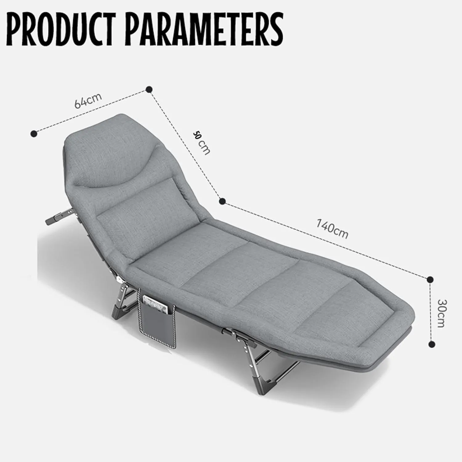 Camping Cot, Portable Folding Outdoor Bed, 5Position Adjustable Backrest, Outdoor Lounge Chairs Perfect for Camping, Beach, Travel, Home Office Lunch Break