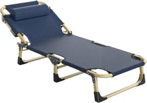 Camping Cot, Portable Folding Outdoor Bed, 5Position Folding Chaise Lounge Chair, Portable Sleeping Cot for Travel Outdoor Office Indoor Fishing, 193x68x30cm