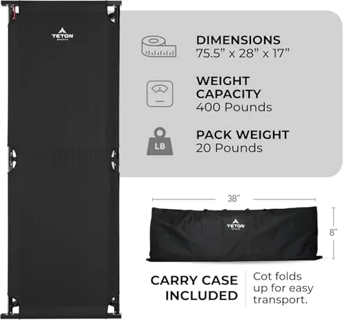 Camping Cot w/ Pivot Arm,Folding Camping Cot,Durable Heavy Duty Canvas