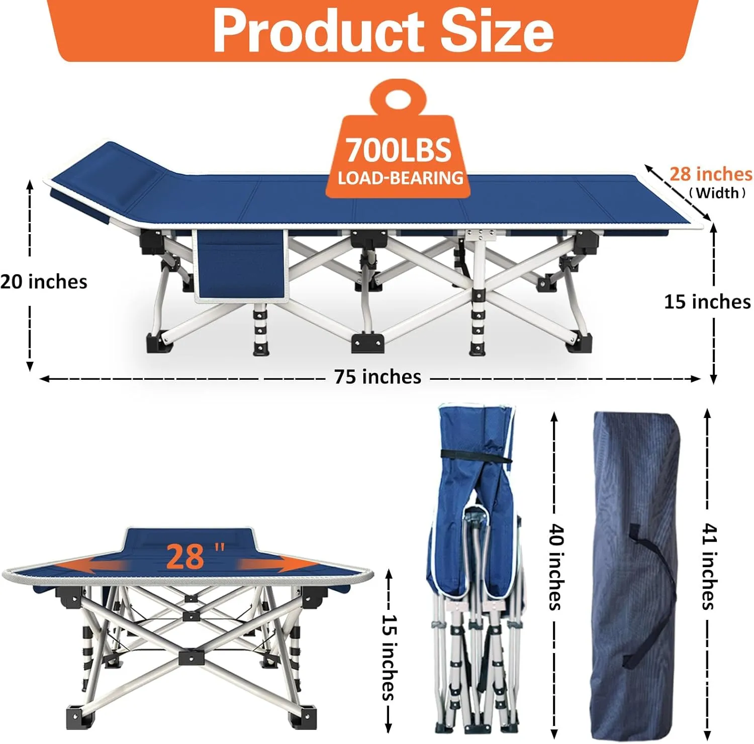Camping Cot with Comfortable Mat 2 Pack Cots for Sleeping with Pad Heavy Duty Camping Bed Sleeping Cot With Carry Bag Folding Cots for Adults Home Office Nap Vocation Outdoor Indoor Easy to Set Up
