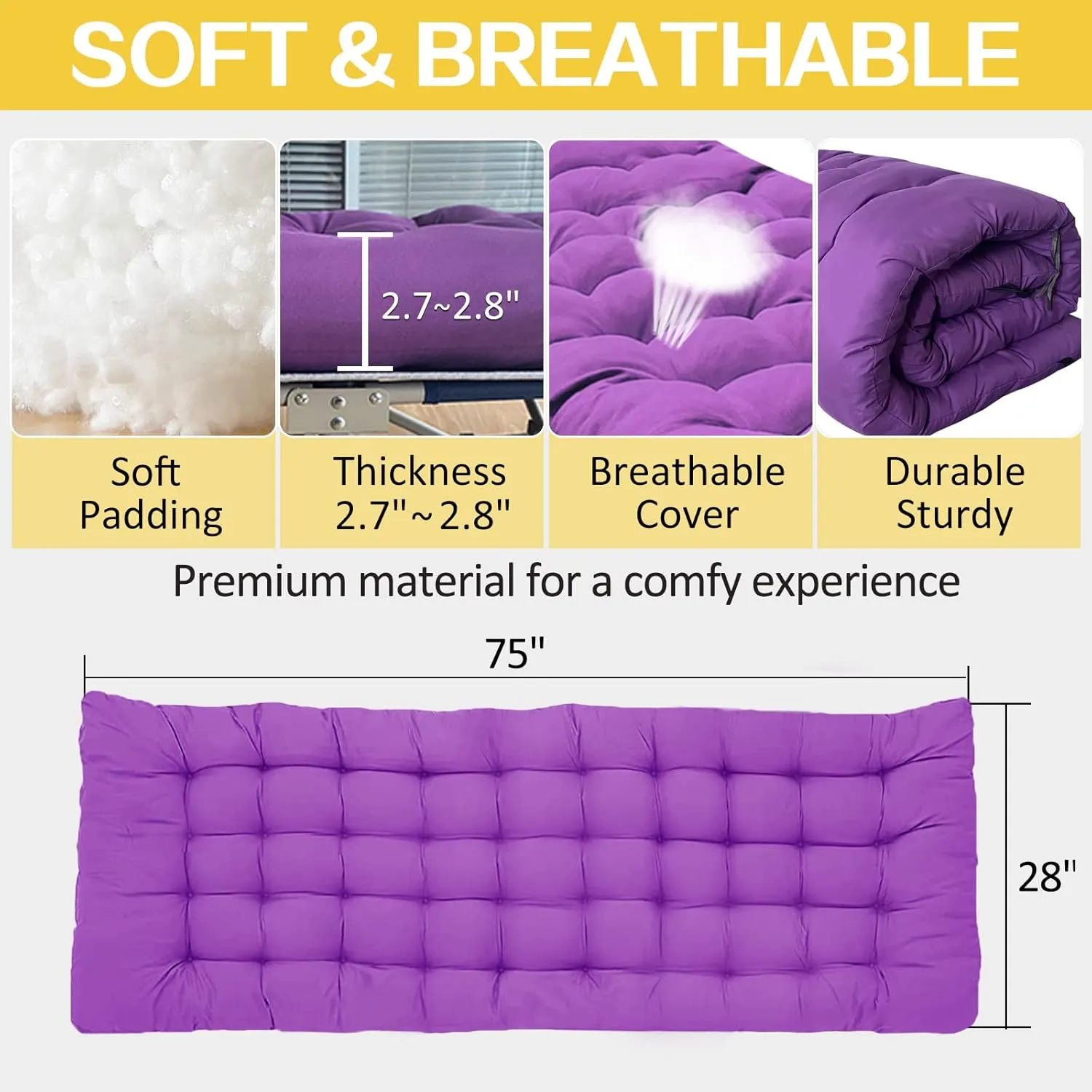 Camping Cot with Comfortable Mattress 2 Pack Blue and Purple Cots for Sleeping Camping Bed Folding Cot Guest Bed Easy to Setup Sturdy with Carry Bag for Indoor Outdoor