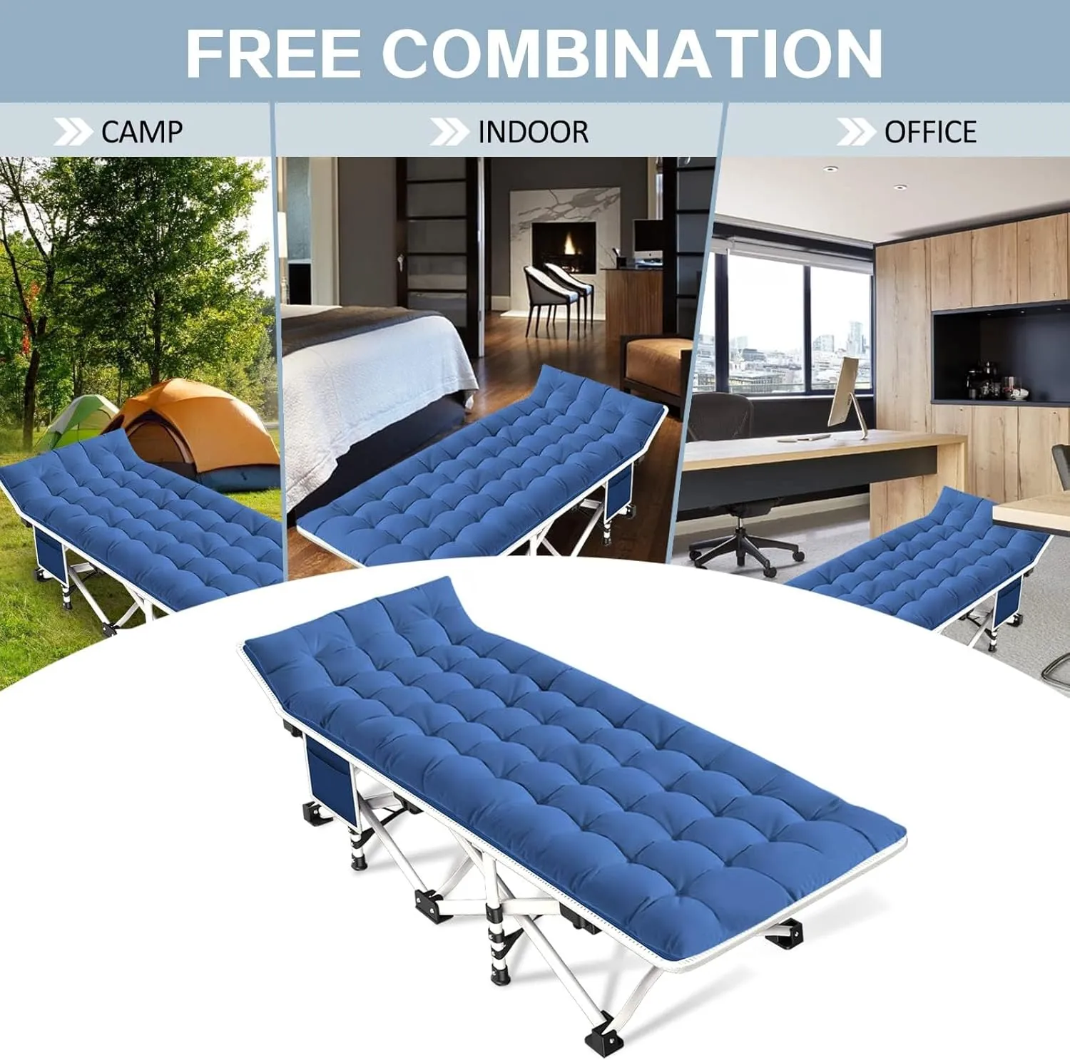 Camping Cot with Comfortable Mattress Cots for Sleeping Easy to Setup Sturdy Camping Bed Folding Cot Guest Bed with Carry Bag for Adults Indoor Outdoor
