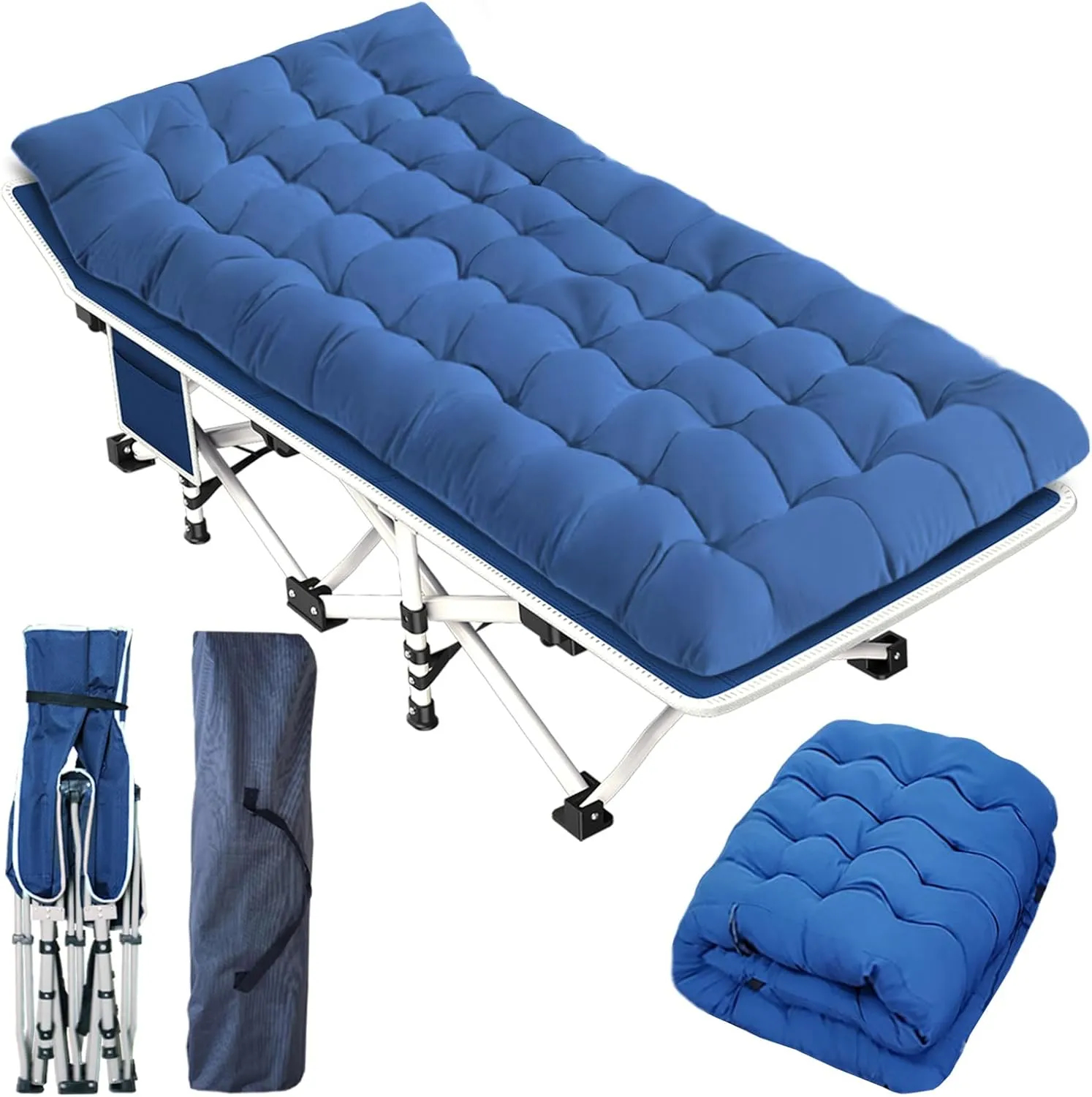 Camping Cot with Comfortable Mattress Cots for Sleeping Easy to Setup Sturdy Camping Bed Folding Cot Guest Bed with Carry Bag for Adults Indoor Outdoor