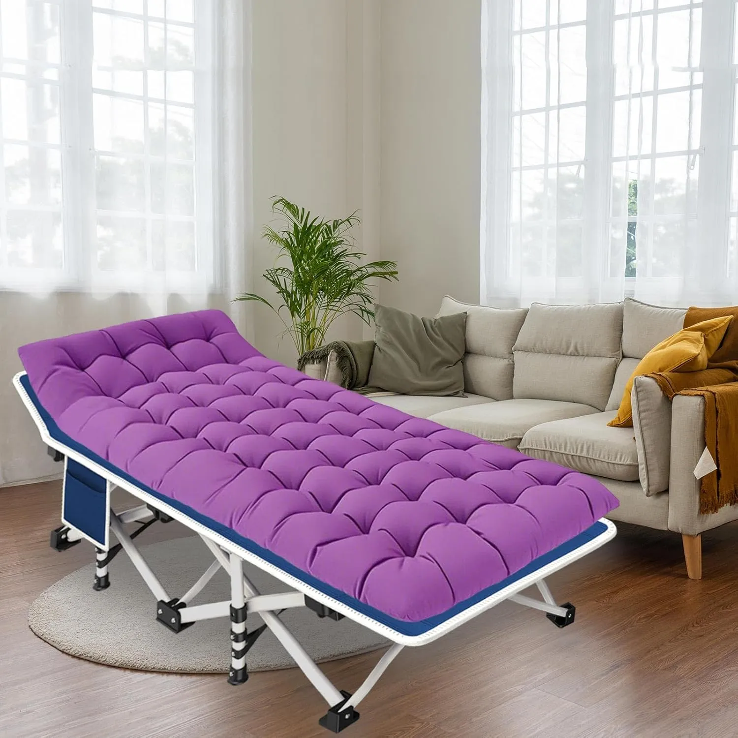 Camping Cot with Comfortable Mattress Cots for Sleeping Easy to Setup Sturdy Camping Bed Folding Cot Guest Bed with Carry Bag