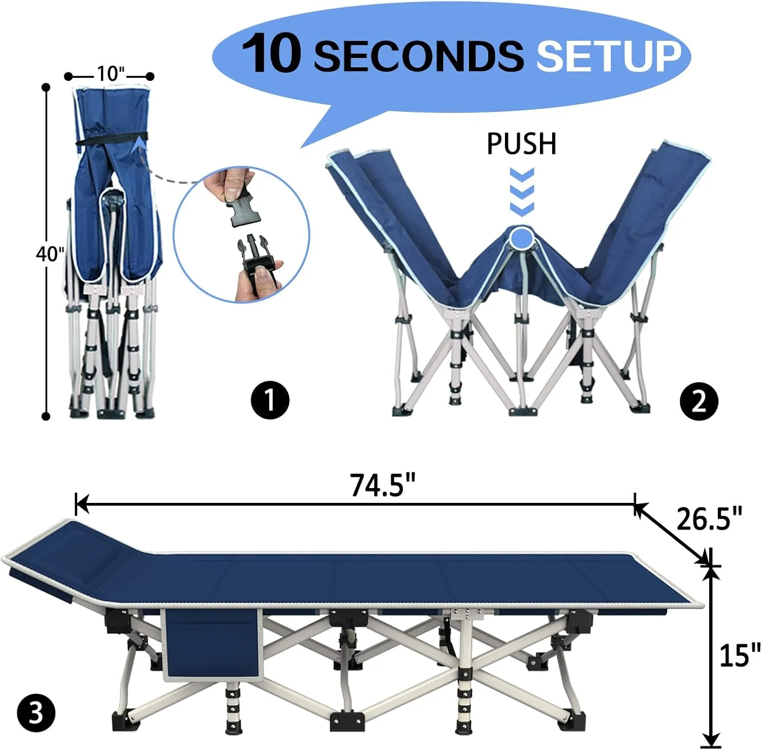 Camping Cot with Comfortable Mattress Cots for Sleeping Heavy Duty Folding Cot Camping Bed Include Carry Bag for Home Travel Adults Indoor Outdoor