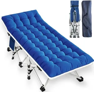 Camping Cot with Comfortable Mattress Cots for Sleeping Heavy Duty Folding Cot Camping Bed Include Carry Bag for Home Travel Adults Indoor Outdoor