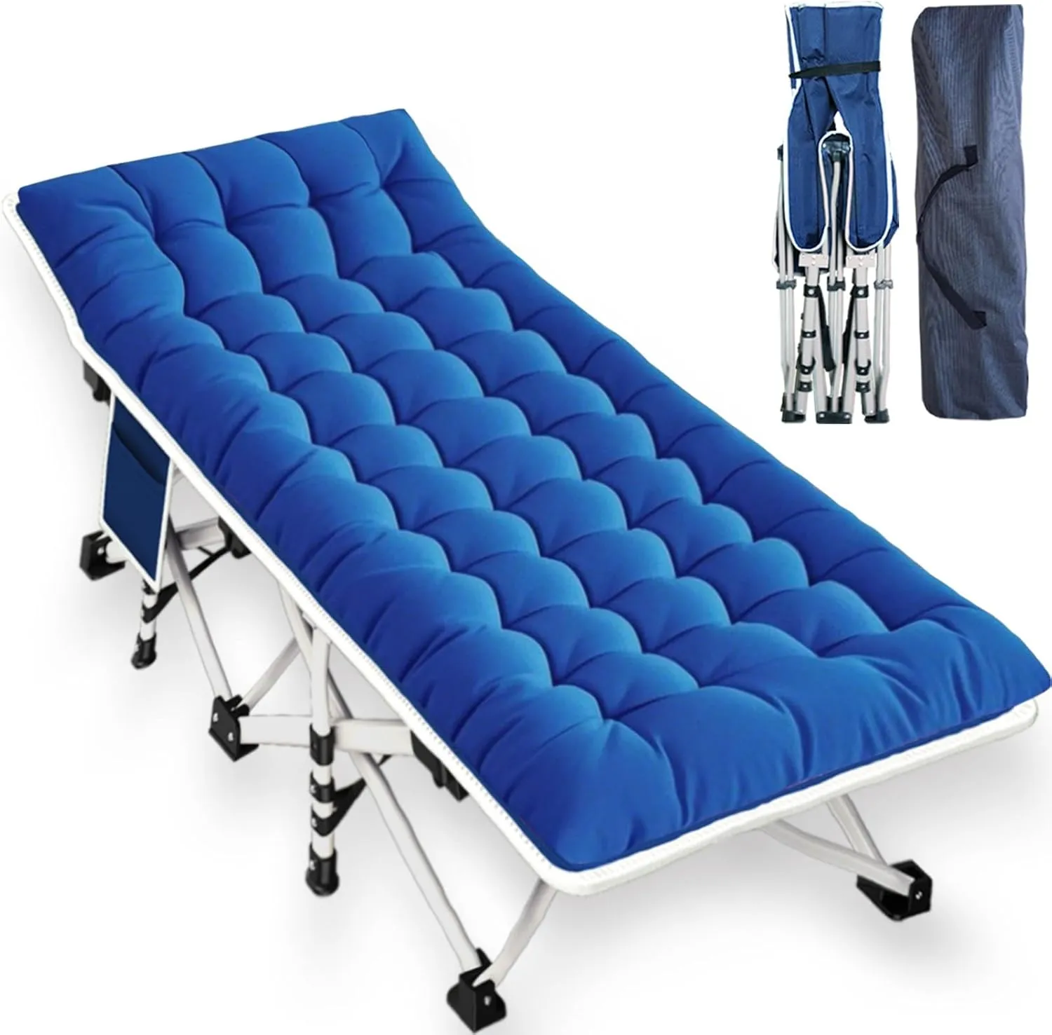 Camping Cot with Comfortable Mattress Cots for Sleeping Heavy Duty Folding Cot Camping Bed Include Carry Bag for Home Travel Adults Indoor Outdoor