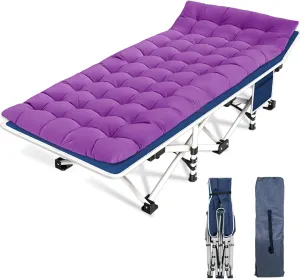 Camping Cot with Comfortable Mattress Cots for Sleeping Premium Fabric Camping Bed Easy Setup Folding Cot with Carry Bag for Guest Bed Adults Home Office Outdoor
