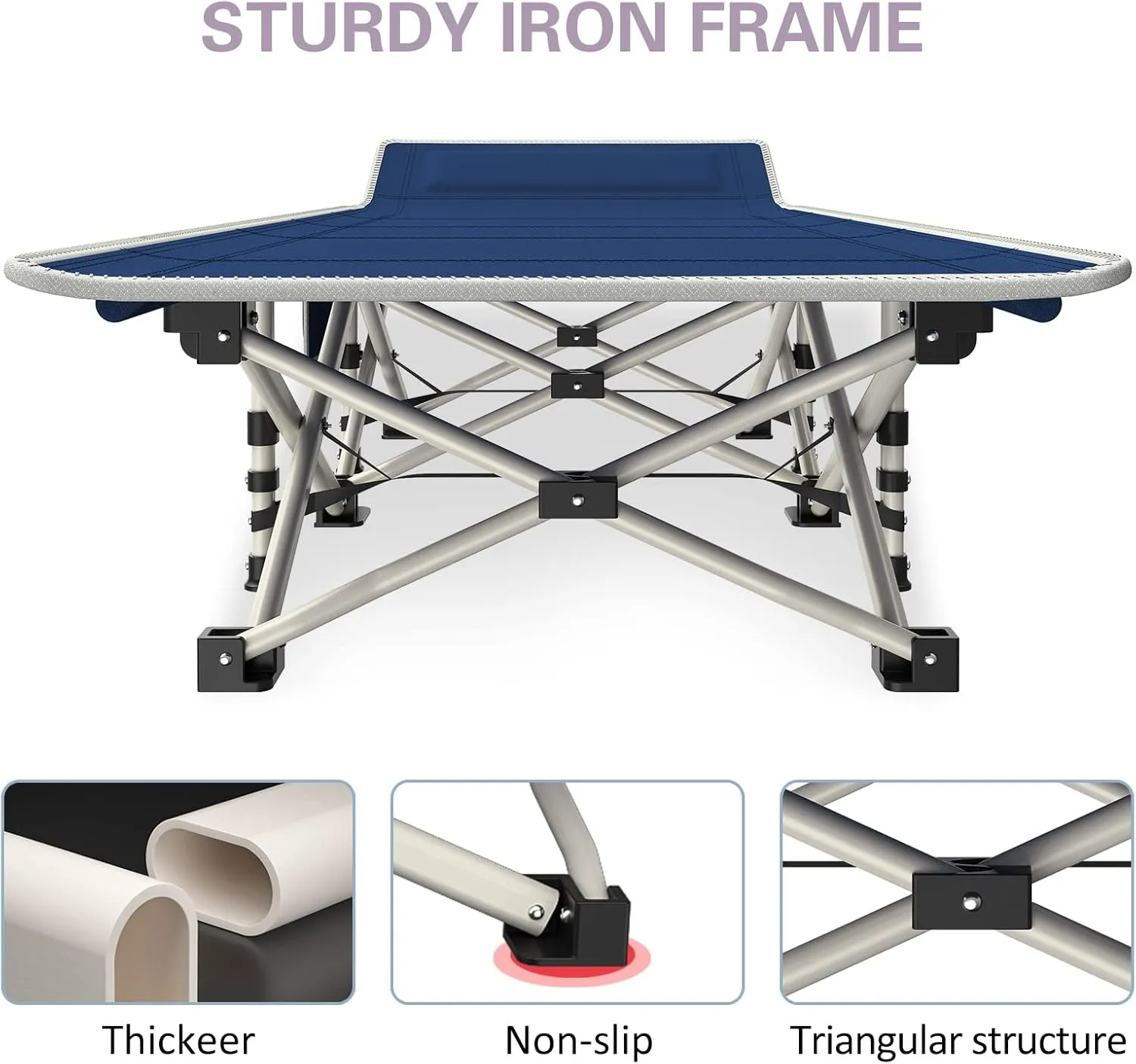 Camping Cot with Comfortable Mattress Cots for Sleeping Premium Fabric Camping Bed Easy Setup Folding Cot with Carry Bag for Guest Bed Adults Home Office Outdoor