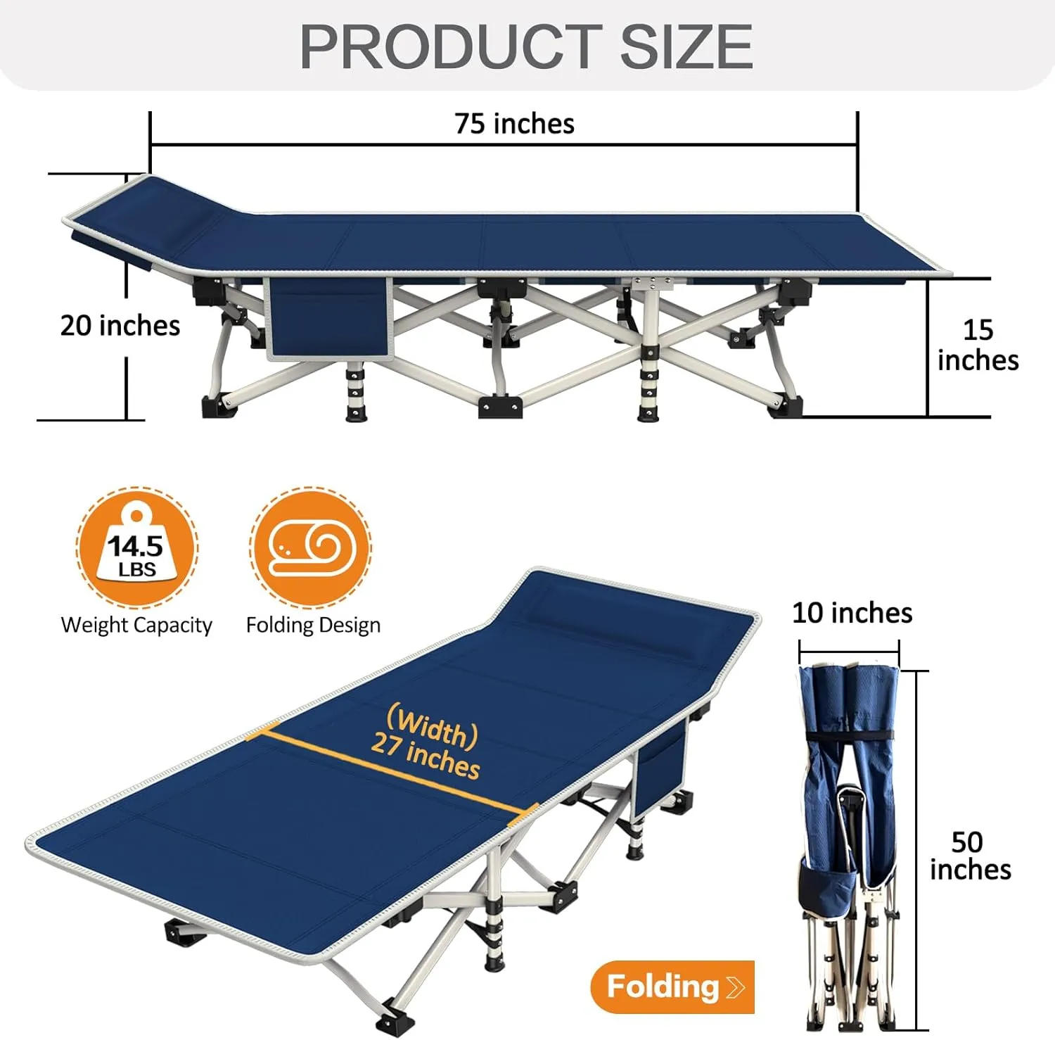 Camping Cot with Comfortable Mattress Violet and Cerulean Cots for Sleeping Heavy Duty Camping Bed 2 Person Folding Cot Include Carry Bag Camping Cots for Adults Vacation Indoor Outdoor