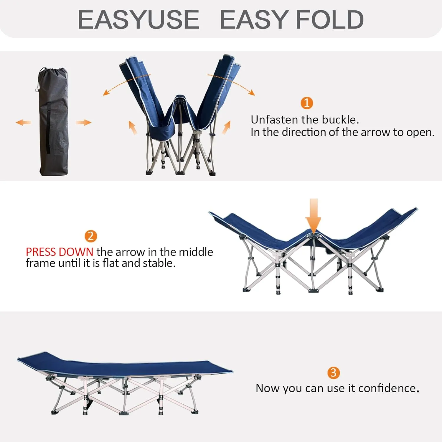 Camping Cot with Comfortable Mattress Violet and Cerulean Cots for Sleeping Heavy Duty Camping Bed 2 Person Folding Cot Include Carry Bag Camping Cots for Adults Vacation Indoor Outdoor