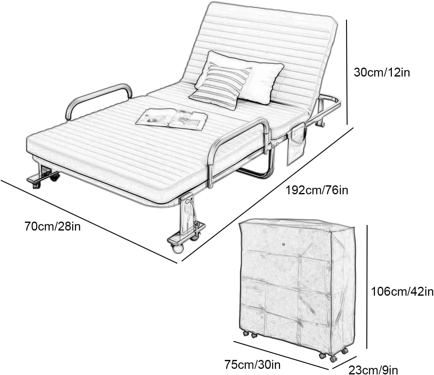 Camping Cot with Fixed Handle Camping Cots for Adults 6 Levels Adjustable with 360° Universal Roller Camping Cots Save Space(Brown)