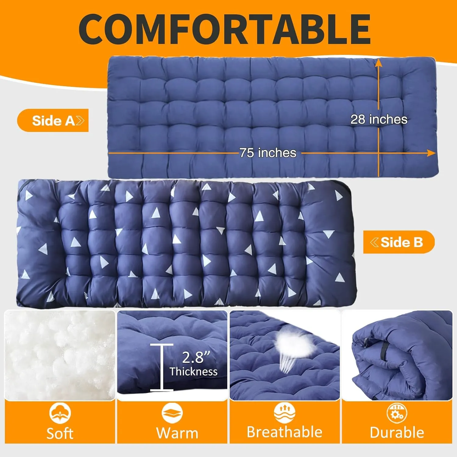 Camping Cot with Mattress Comfortable 2 Pack Sturdy Load up to 450LB Cots for Sleeping Camping Bed Folding Cot with Carry Bag for Home Office Indoor Outdoor