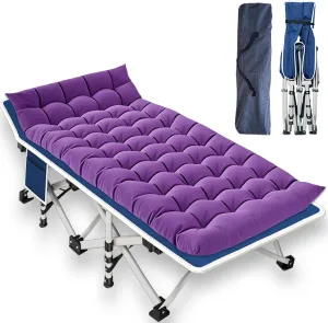 Camping cot with Mattress Comfortable Camping Cots for Adults Folding Cot with Carry Bag Guest Bed Easy to Install Indoor Outdoor