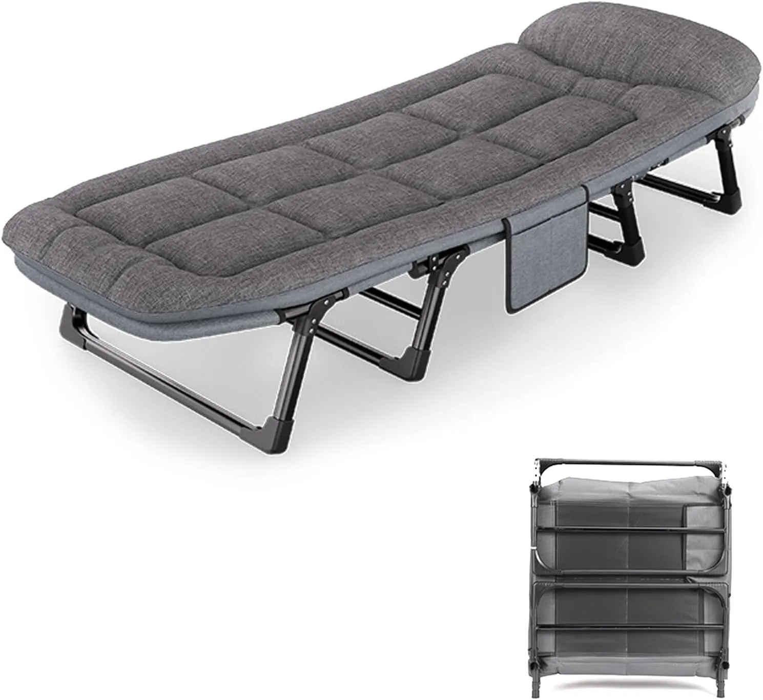 Camping Cots for Adults, 6 Positions Adjustable, Folding Camping Cot, Outdoor Portable Chaise Lounge Chair for Home Nap Beach Travel(170 * 55 * 30cm/66.9 * 21.7 * 11.8in)