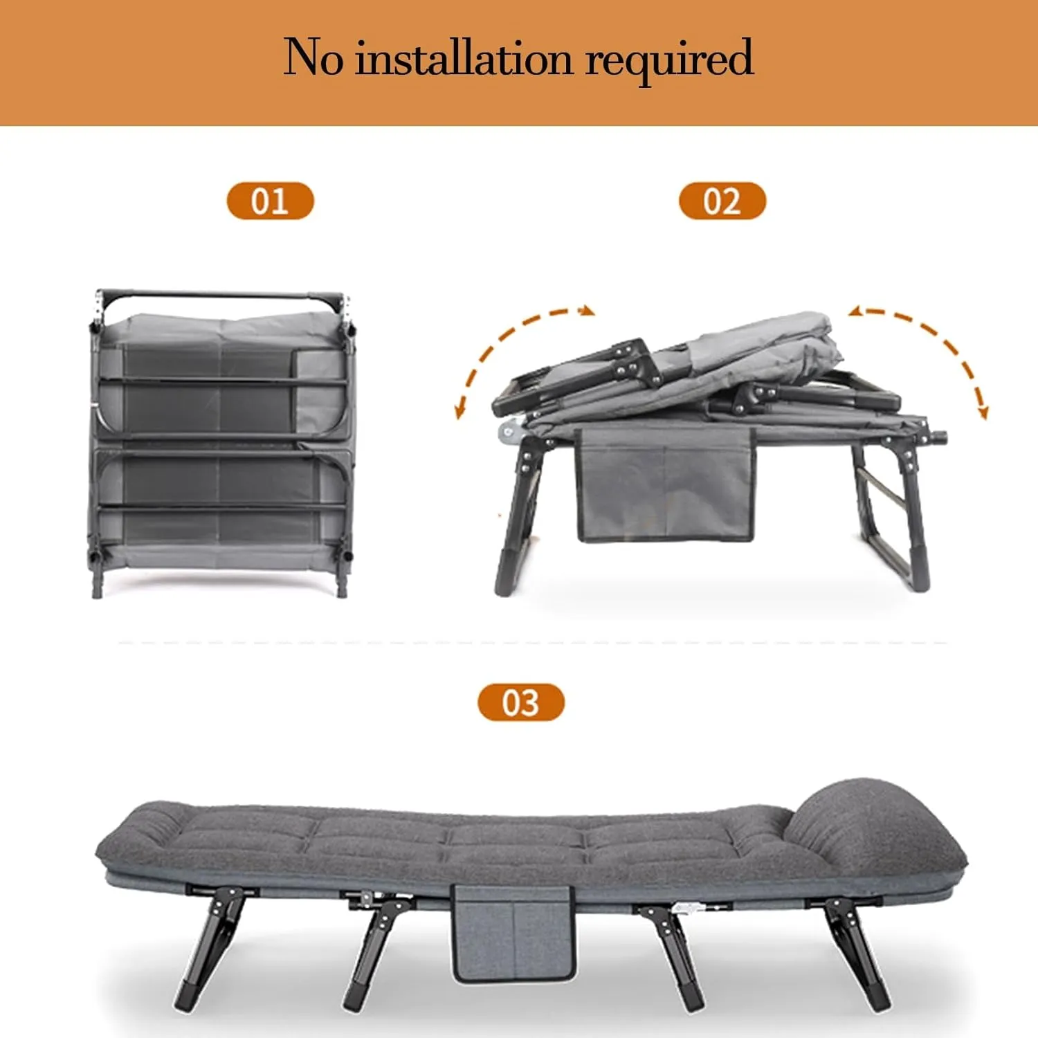 Camping Cots for Adults, 6 Positions Adjustable, Folding Camping Cot, Outdoor Portable Chaise Lounge Chair for Home Nap Beach Travel(170 * 55 * 30cm/66.9 * 21.7 * 11.8in)