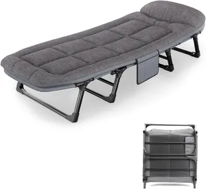 Camping Cots for Adults, 6 Positions Adjustable, Folding Camping Cot, Outdoor Portable Chaise Lounge Chair for Home Nap Beach Travel(170 * 55 * 30cm/66.9 * 21.7 * 11.8in)