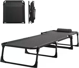 Camping Cots Oxford Cloth Camping Cots for Adults with Pillow Foldable Camping Cot Load 551lbs Portable Reclining Chaise