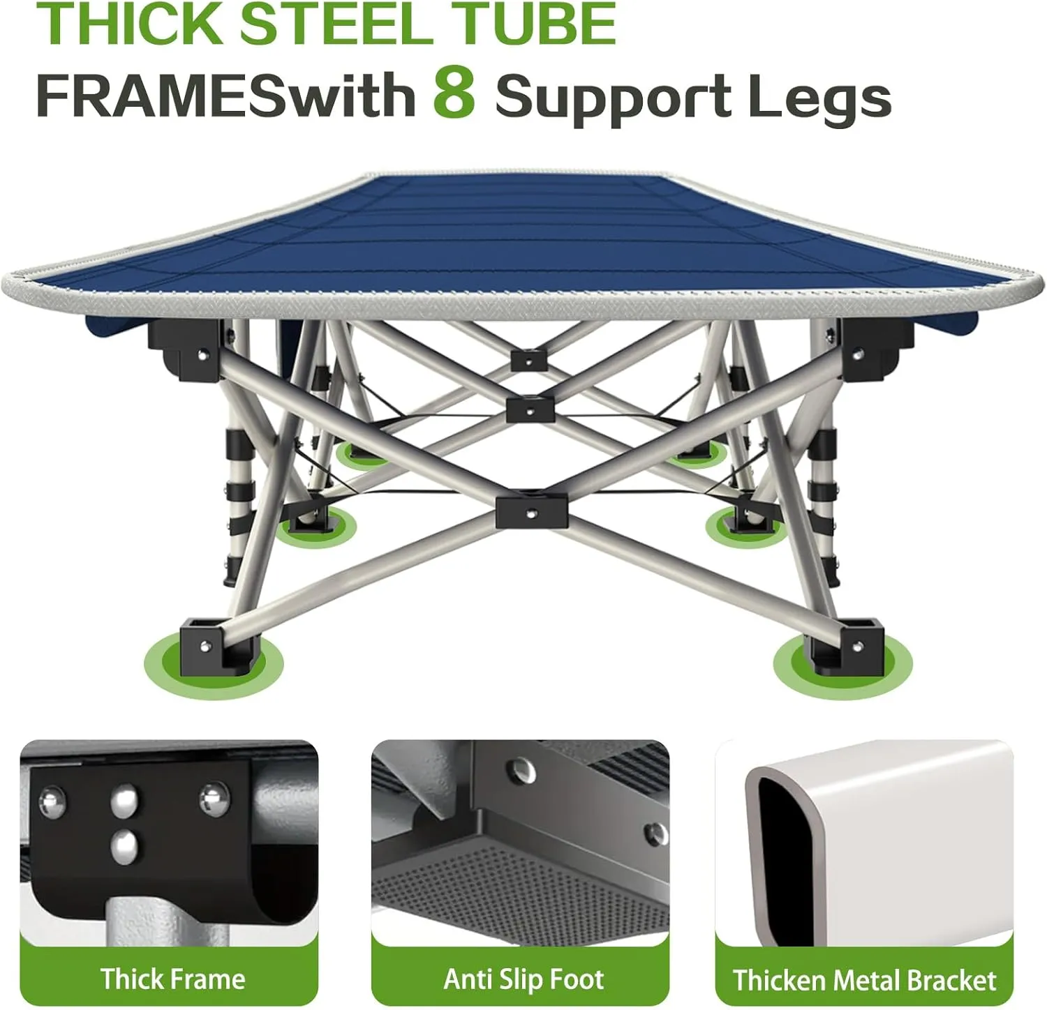Camping Cots with Comfortable Pad Sleeping Bed for Camping Folding Cot with Mattress Heavy Duty Sleeping Cot with Carry Bag Guest Cots for Adults Easy to Set Up Office Home Outdoor Indoor Vacation