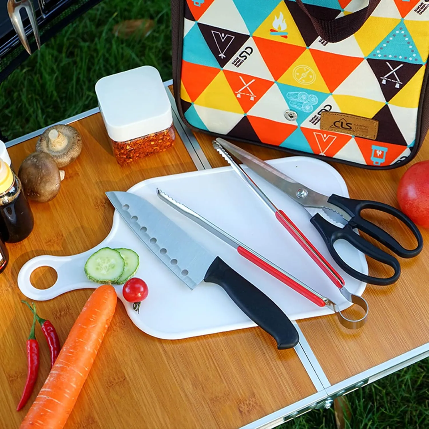 Camping Kitchen Cooker 5Pcs Set Travel Storage Bag Barbecue Accessories Portable Compact Backpack Barbecue Camping Hiking Travel Cooker Kit