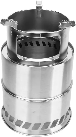Camping Stove, Camping Stainless Steel Portable Stove Survival Wood Burning Stove with Storage Bag for Picnic BBQ