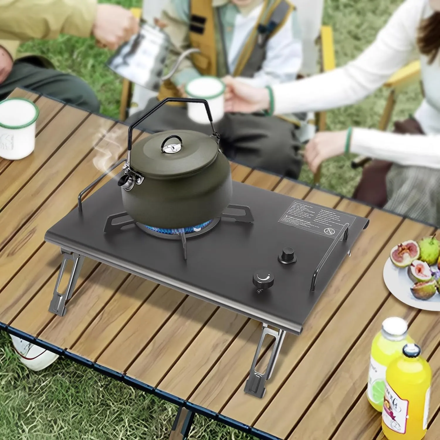 Camping Stove Foldable Table Stove Single-Burner Countertop Stove Portable Gas Camp Stove Propane Burners with Handle for Outdoor Cooking Hiking Camping (Black)