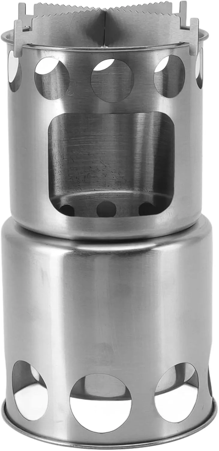 Camping Stove, High Temperature Resistant Camp Stove Wood Burning Portable Stove Stainless Steel Camping Stove Portable Stove Camp Stove with 1 Set Outdoor Camping Stove for Travel
