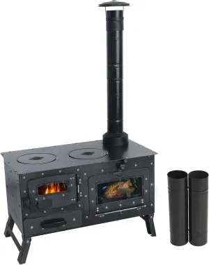 Camping Stove, Tent Wood Stove,hunting lodge Burning stove, cooking plow with Oven cooking partition (Stove with 6 pipe)