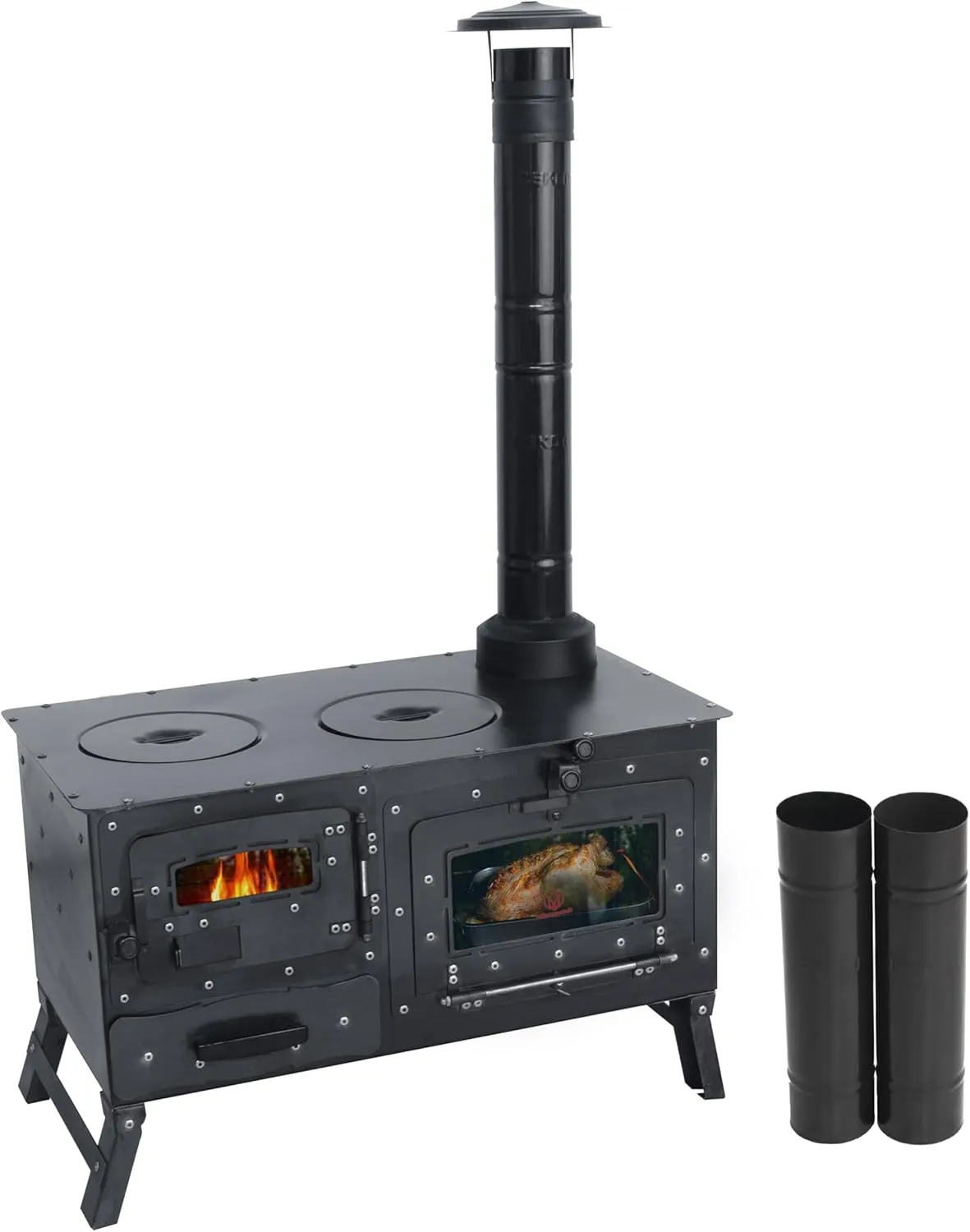 Camping Stove, Tent Wood Stove,hunting lodge Burning stove, cooking plow with Oven cooking partition (Stove with 6 pipe)