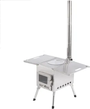 Camping Stoves Tent Stoves Wood Burning Portable with Stove Pipe for Outdoor Travel, Camping, Picnic Barbecue, Winter Heating (Color : Silver(Stainless steel), Size : Small)