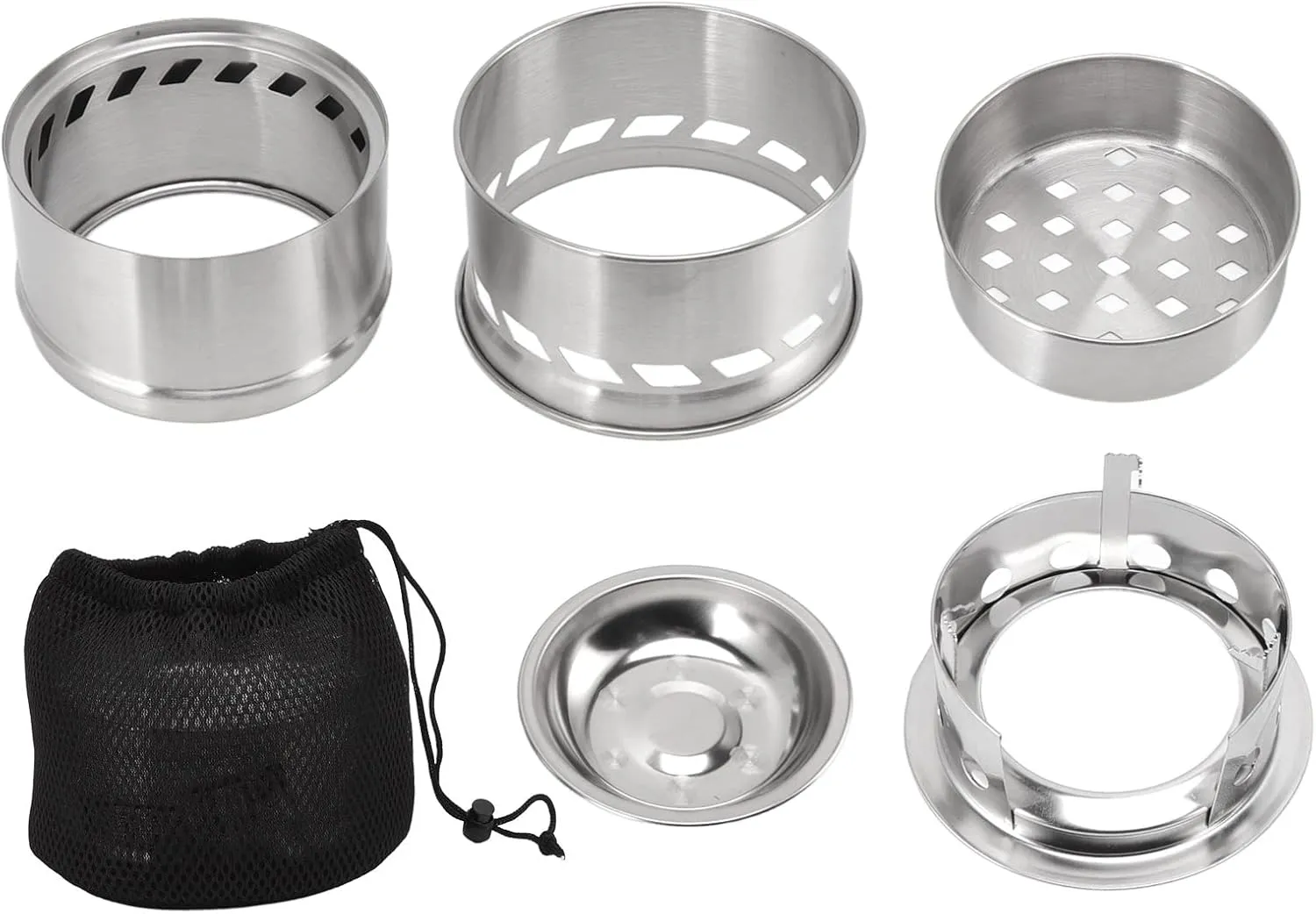 Camping Stove,Wood Burning Survival Stove,Mini Alcohol Stove for Camping Hiking Stainless Steel Campfire Stove With Storage Bag Backpacking Stove for Picnic BBQ(tall)