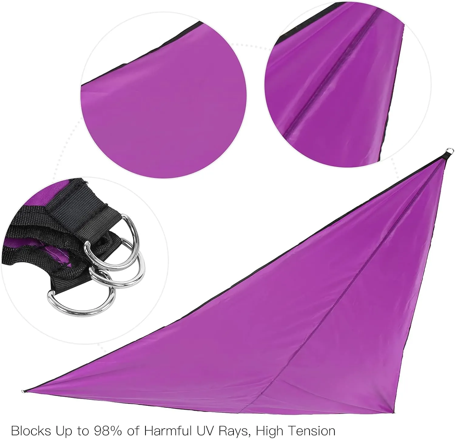 Camping Tarp Waterproof, Triangle Sun Shade Camping Traveling Awning, Backpacking Tarp Shelter Rain Tarp, Tent Canopy Waterproof Sunproof Multifunctional Camping Tarp(Purple)