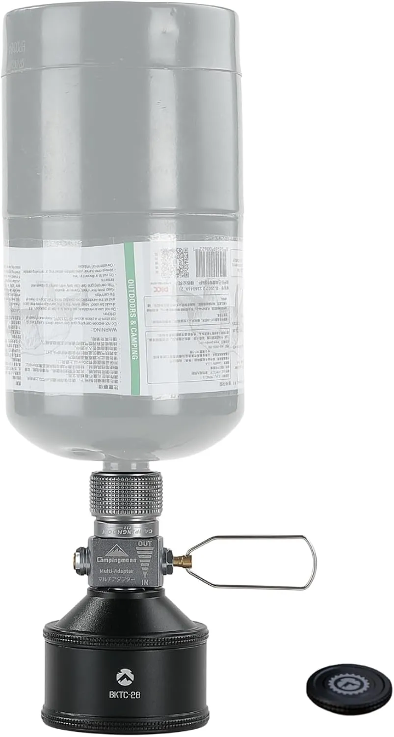 CAMPINGMOON 35g Empty Refillable Propane Gas Canister for Backpacking Camping Stove Fuel EN417 Lindal Valve with Refill Adapter and Propane Adapter BKTC-28/Z15/Z22